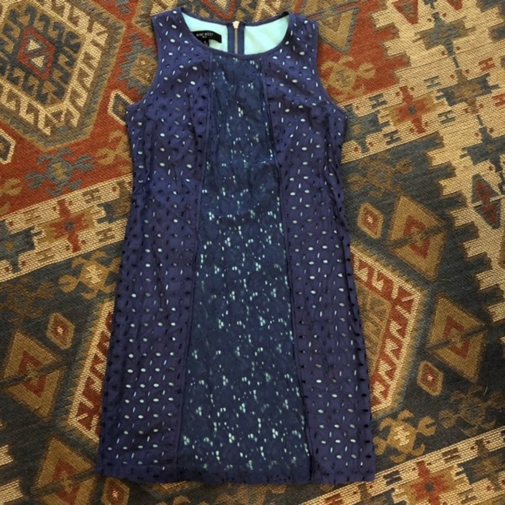 🔴SALE Nine West blue and teal lace overlay dress